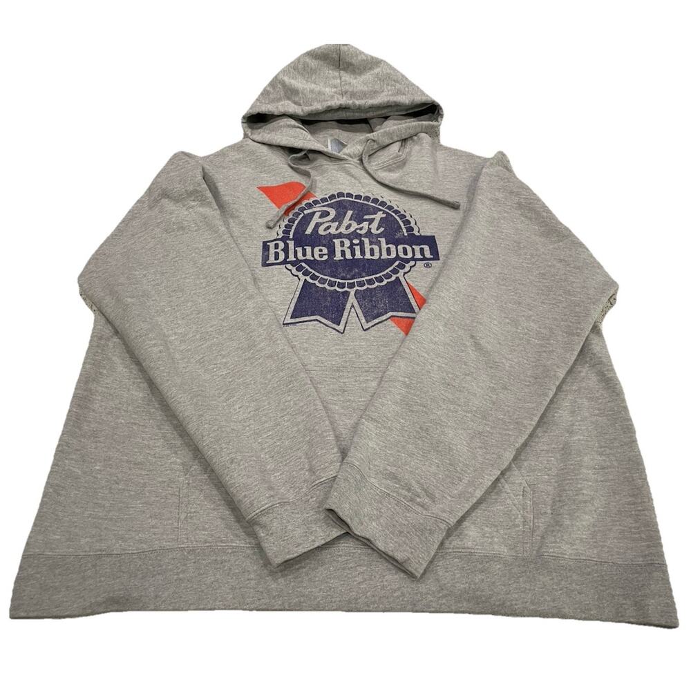Pabst Blue Ribbon PBR Beer Gray Hoodie Size Mens Unisex Y2K XL